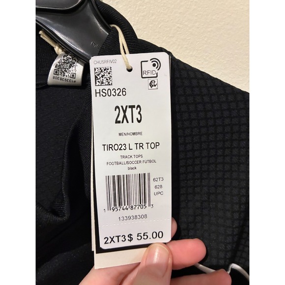 Adidas Tiro23 Mens 2XT3 Black White Soccer Track Top Jacket Long Sleeve - Picture 3 of 3